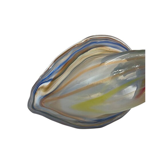 Handcrafted Sooner Art Glass Swan Sculpture Centerpiece Swirled Bowl - Picture 8 of 9